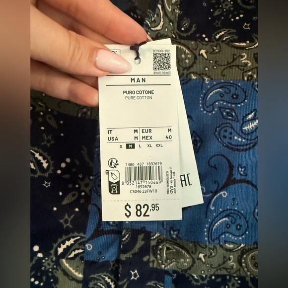 Pimbo Men’s Bandana Print Corduroy Button Down - Picture 2 of 4